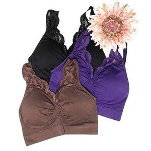 Rhonda Shear Ahh Bra with Lace Neckline 3 Pack MEDIUM (RS-21)